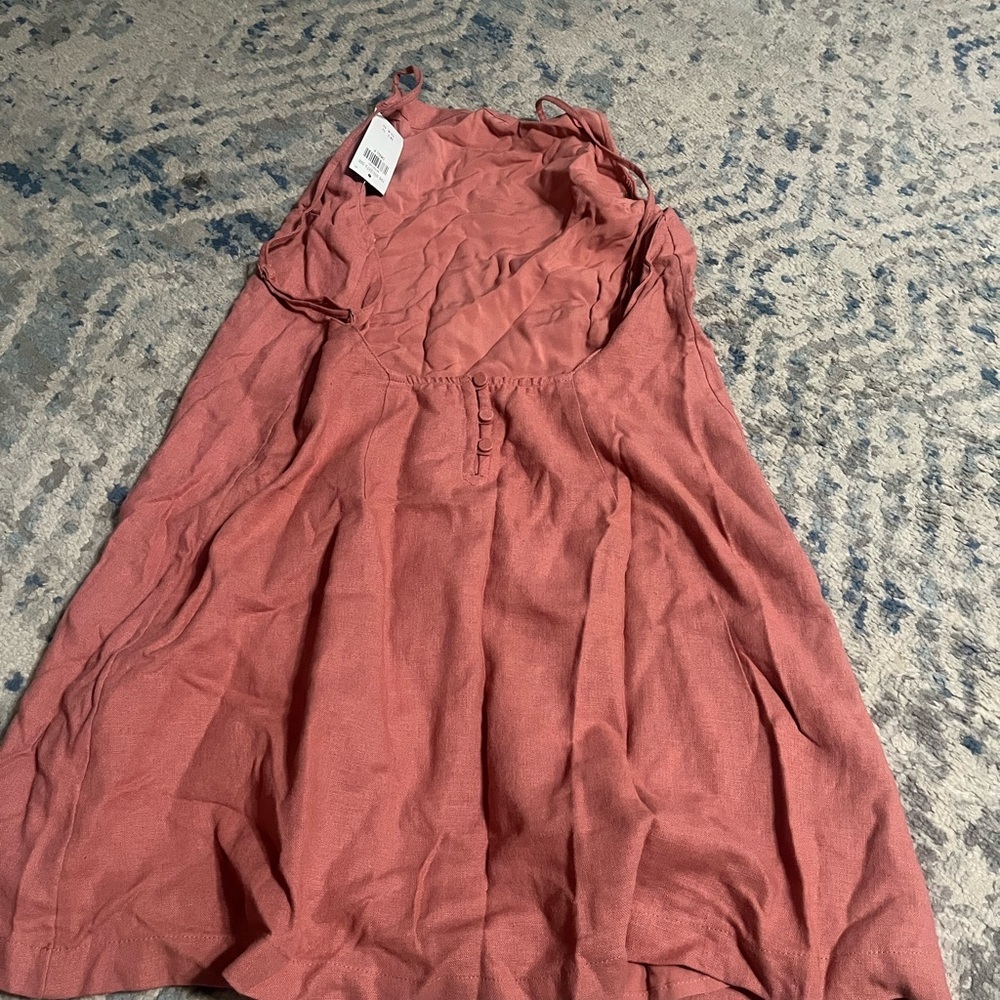 NWT abercrombie & fitch open back 90s mini dress rust SMALL PETITE - Picture 4 of 6